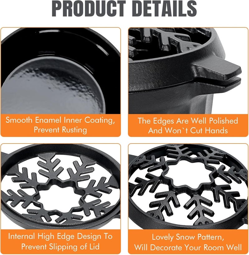 WILLOW WEAVE Cast Iron Wood Stove Steamer 2.5 Quart with Large Opening Top - Flake Black - Image 3